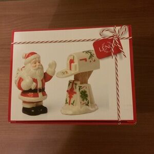 Lenox Festive Santa and Mailbox Figurine Salt & Pepper Set